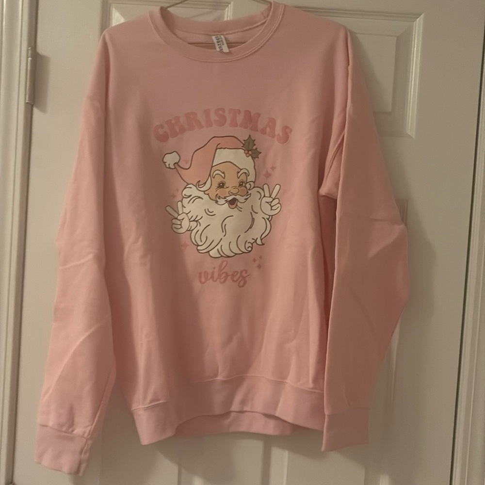 pink Christmas Vibes Sweatshirt Medium